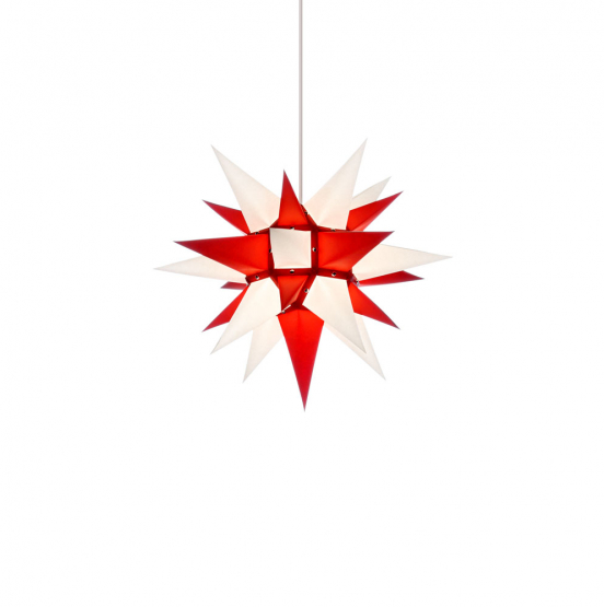 Herrnhut star i4, white with red core paper, 40 cm