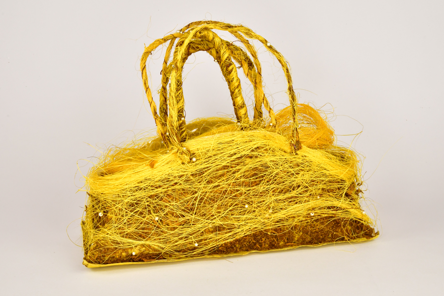 Pflanzgefäße Sisal mit Naturmaterialien Set 3 Taschen rechteckig, mit Henkel