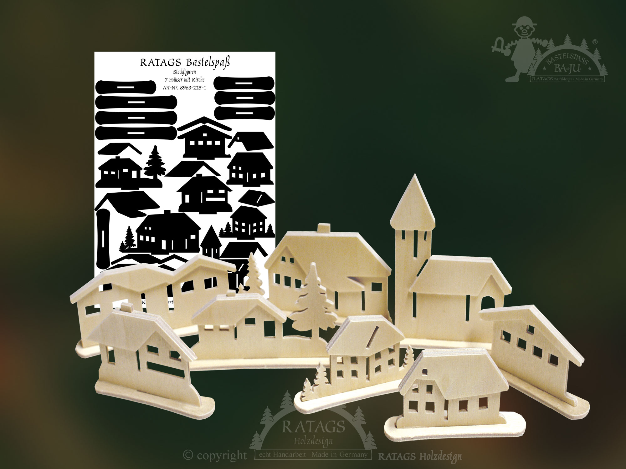 Plug-in figures for crafting, houses, for sawing out