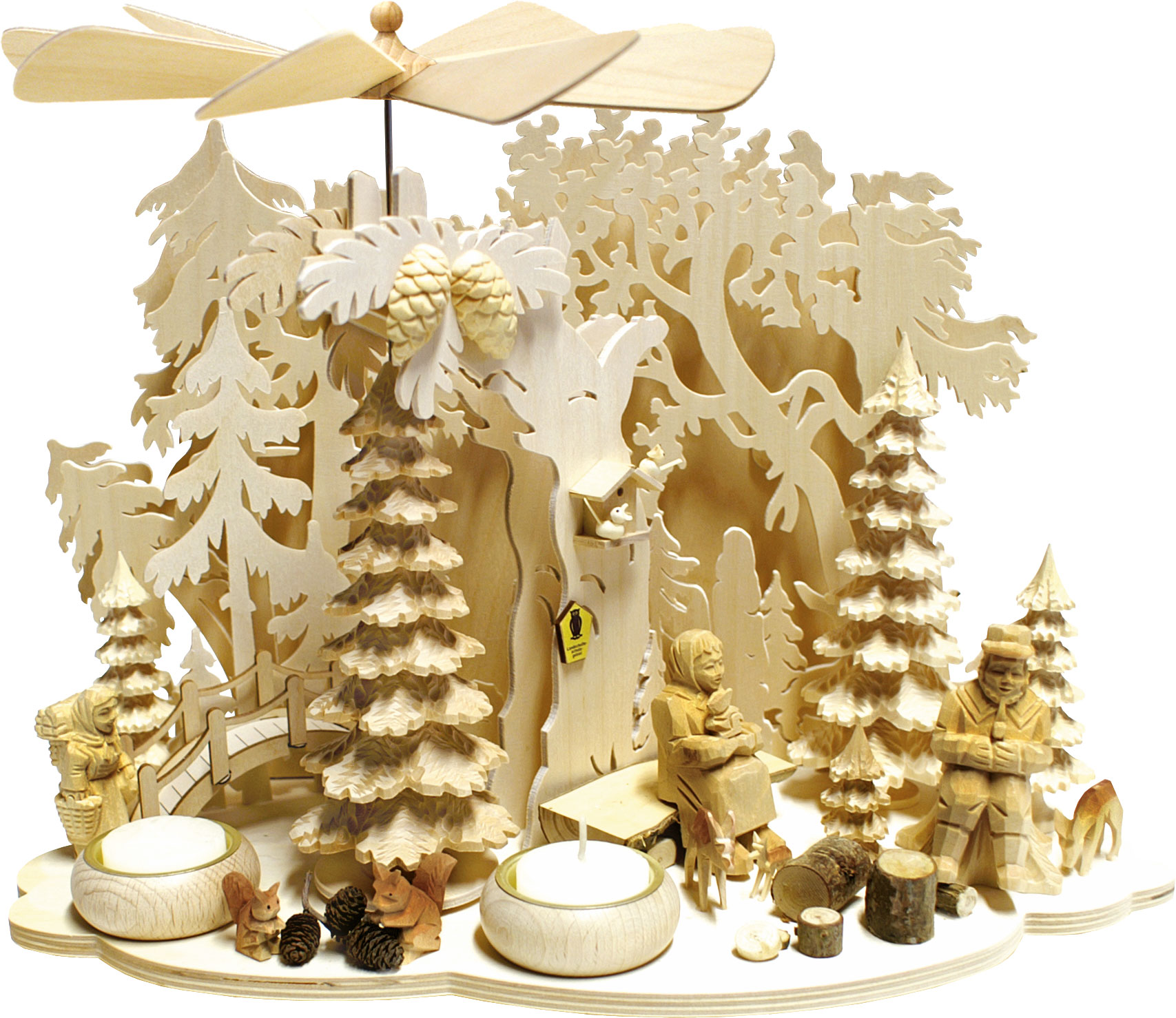 Wall/table pyramid Forest with grandparents, LED lighting