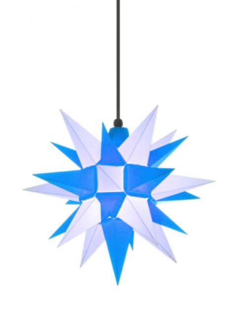 Herrnhuter Stern A4, blau/weiß Kuststoff, Außenbereich, 40 cm