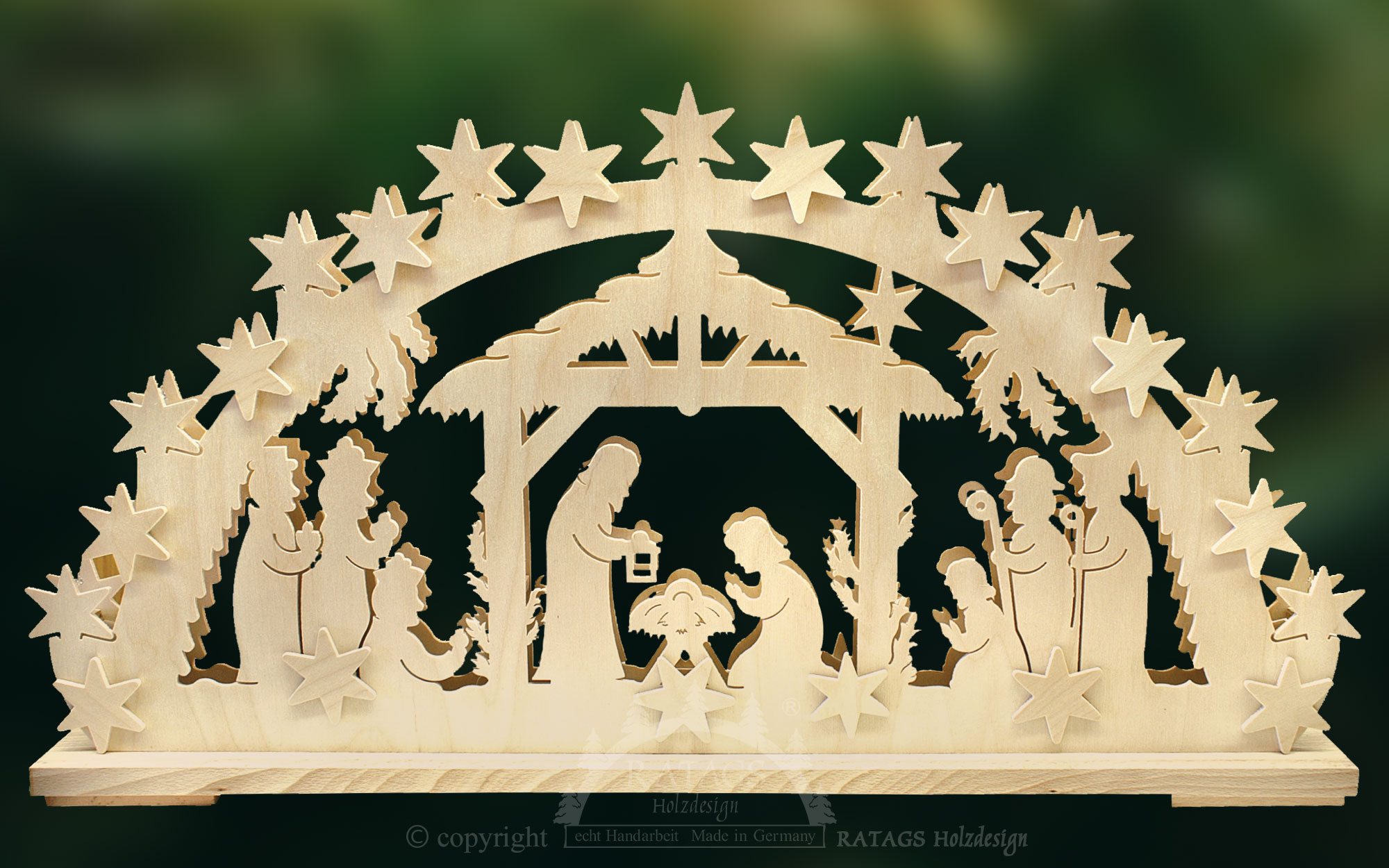 Large candle arch, Nativity scene