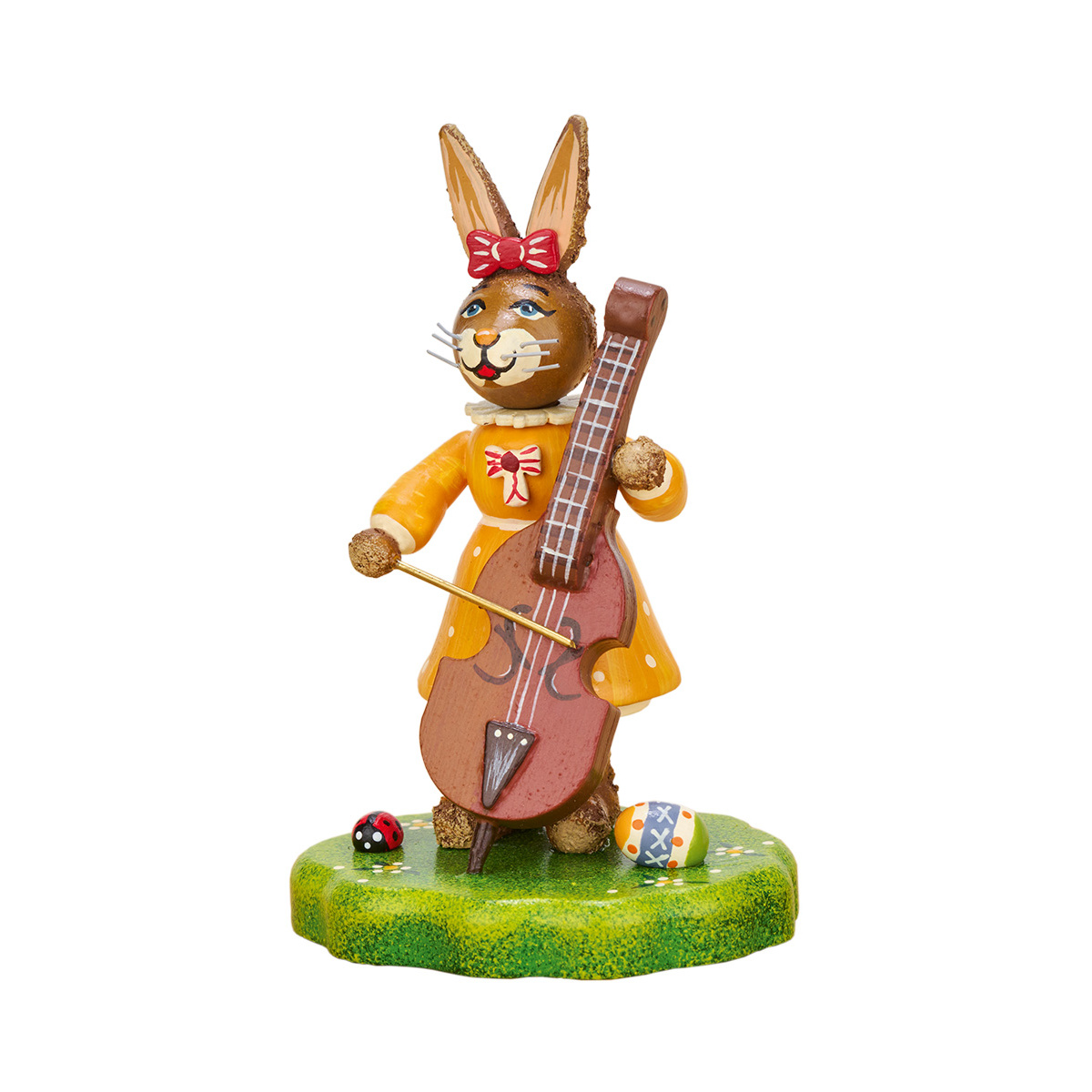 Hasenmusikant Mädchen mit Kontrabass H 10cm