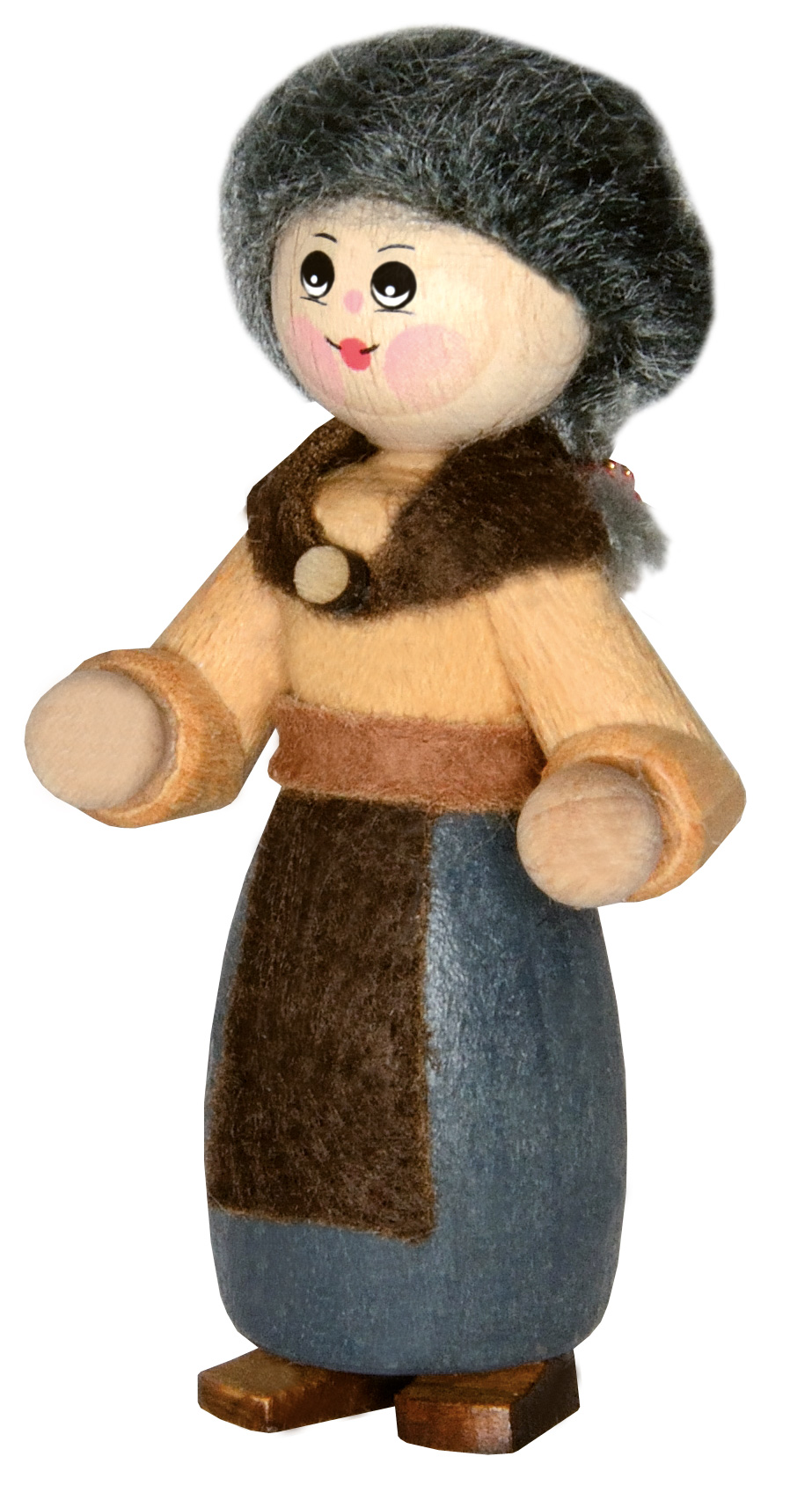 Sammler-Püppchen, Frau mit Rock, graue Haare, Zopf