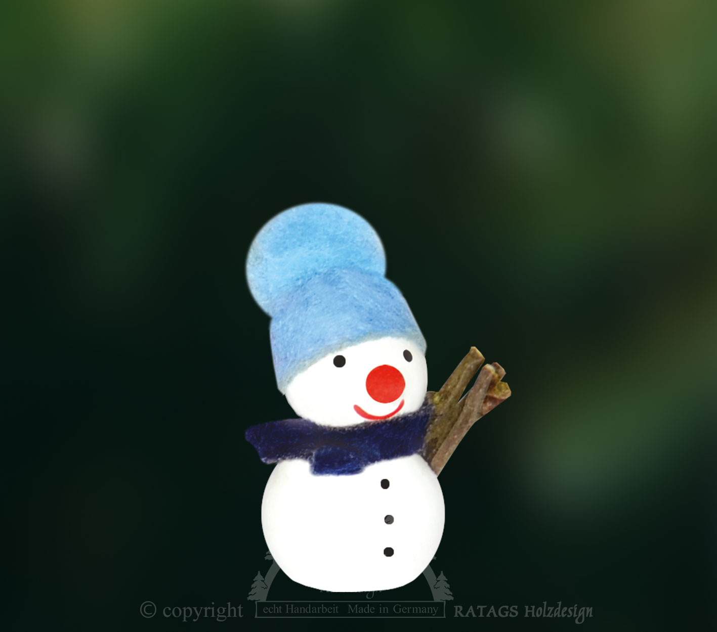 Schneemann, blaue Mütze