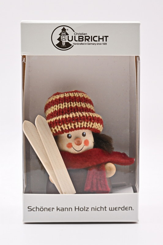 Wackelmännchen, Skifahrer, natur H 8 cm