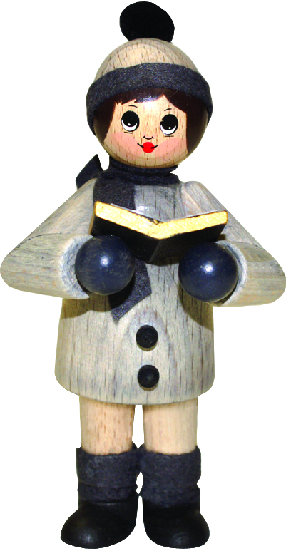 Figura grande, cantores de Natal, cinza com livro