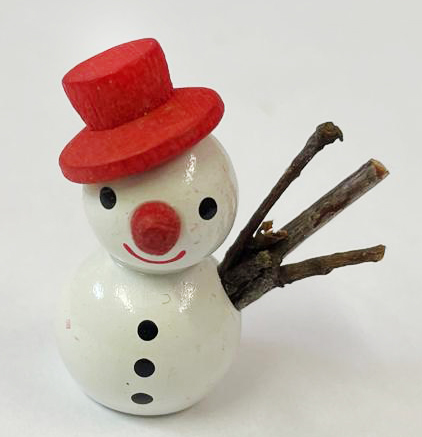 Boneco de neve branco, chapéu vermelho 2,5 cm