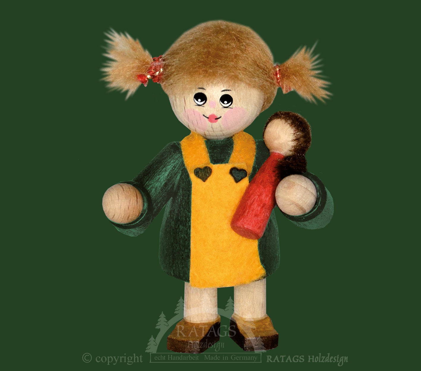 Sammler-Püppchen, Mädchen mit Puppe und gelber Schürze