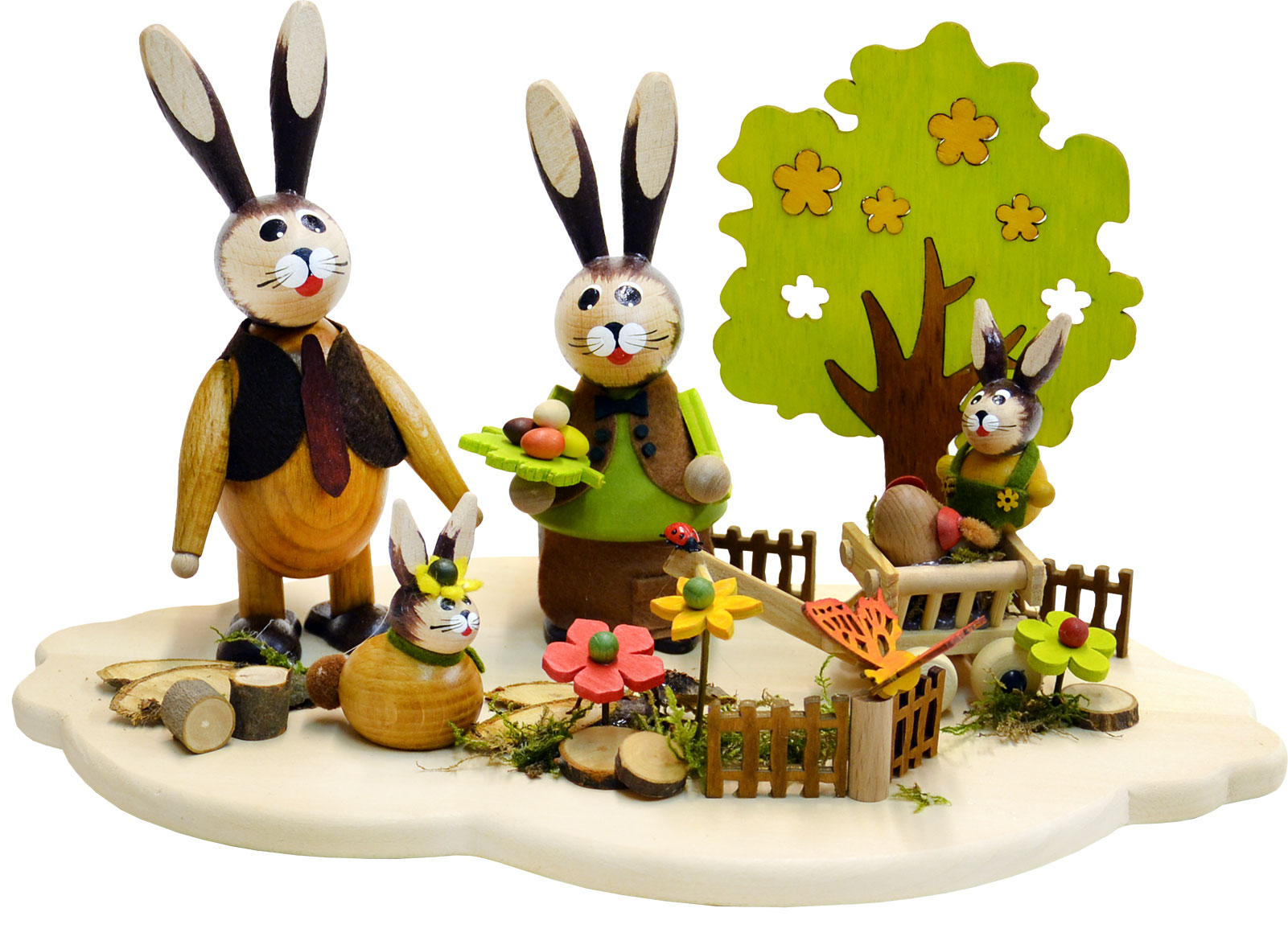 Rabbit family in the garden, 4 rabbits