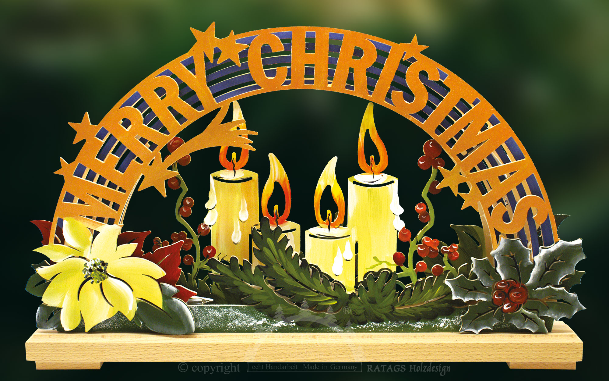 Small candle arch, Merry Christmas, hand-painted winter design