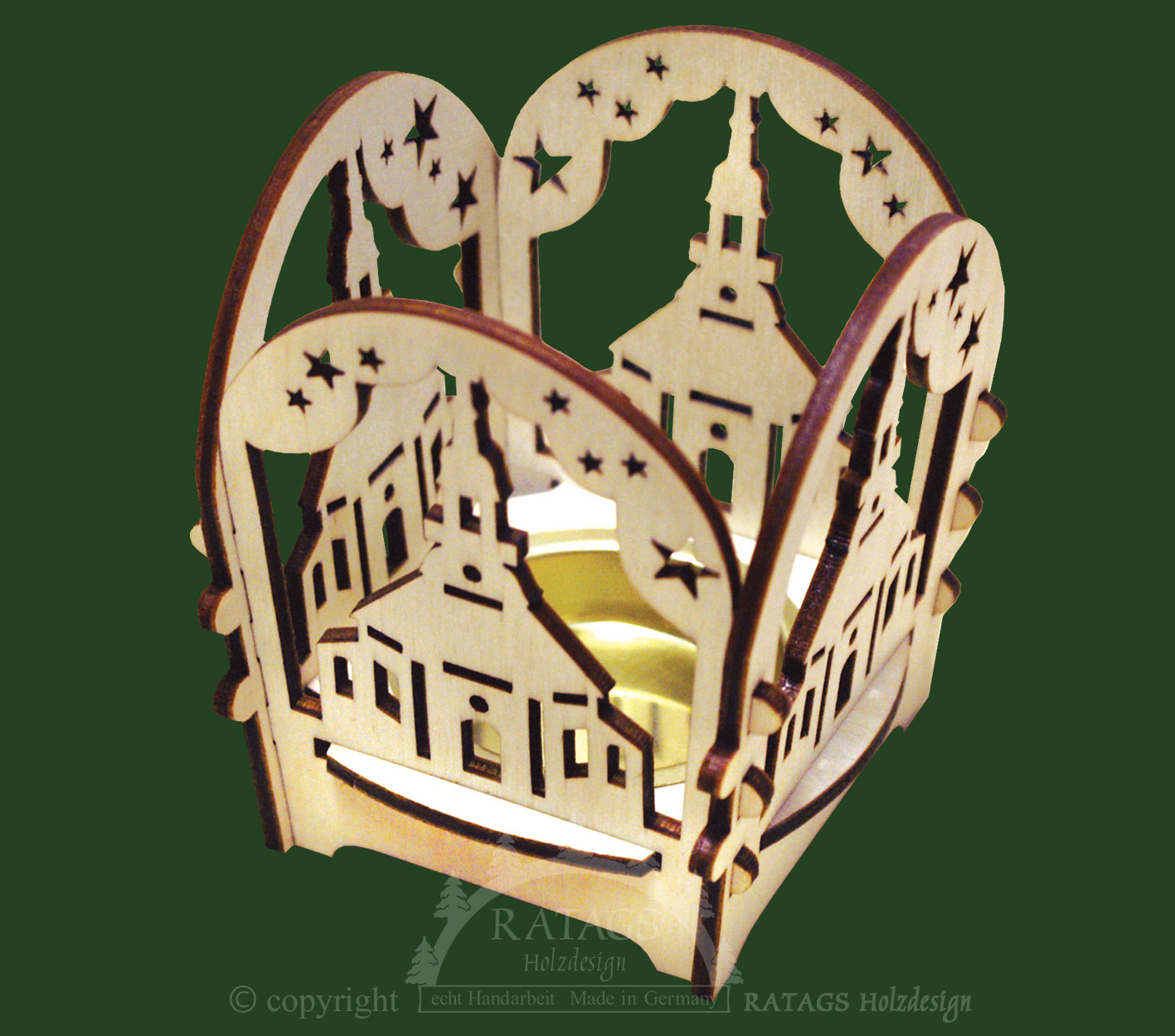 Teelichthalter, Seiffener Kirche - Stern Teelichthalter, Seiffener Kirche - Stern