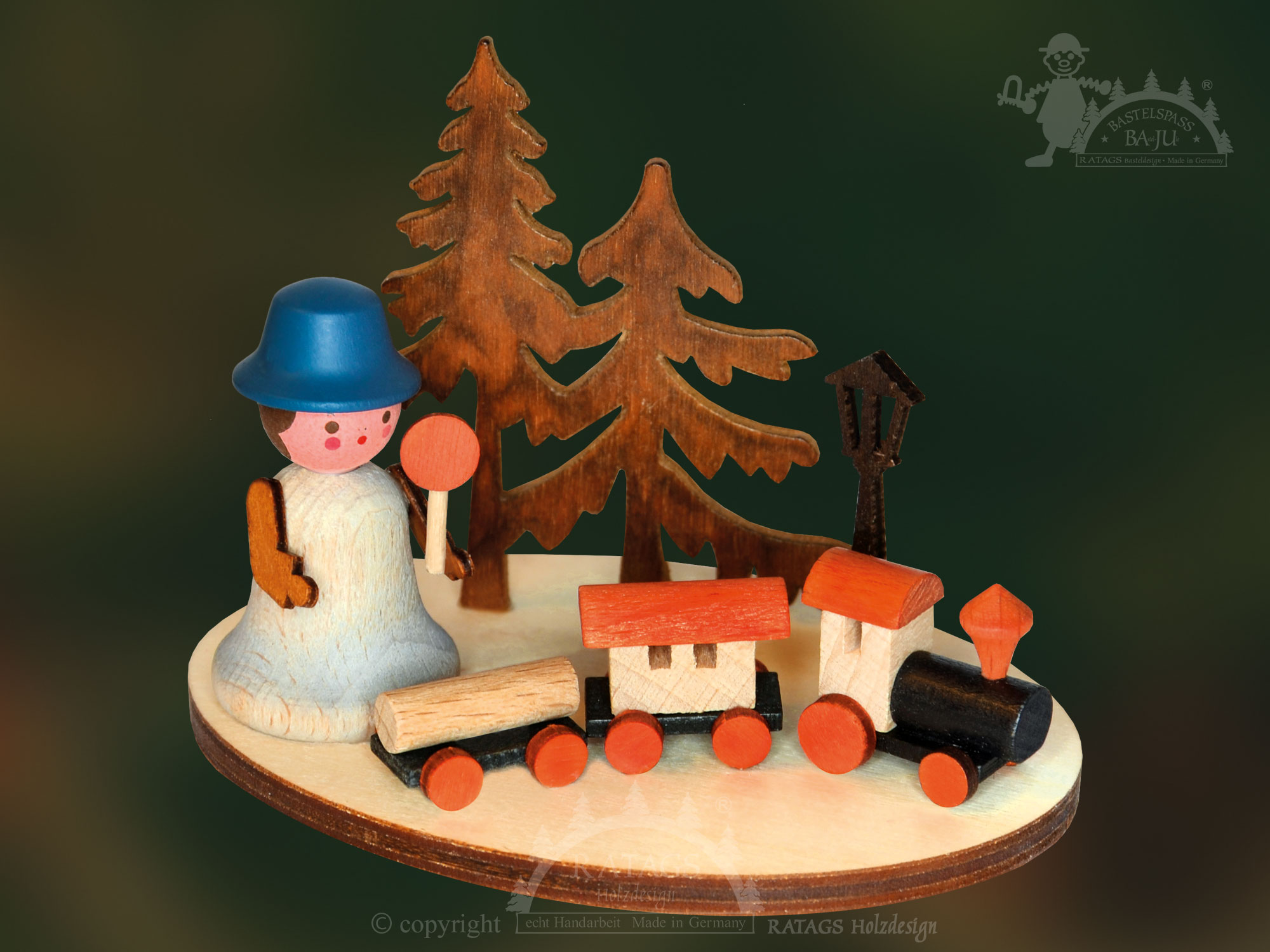 Table decorations for crafting, bell child with train