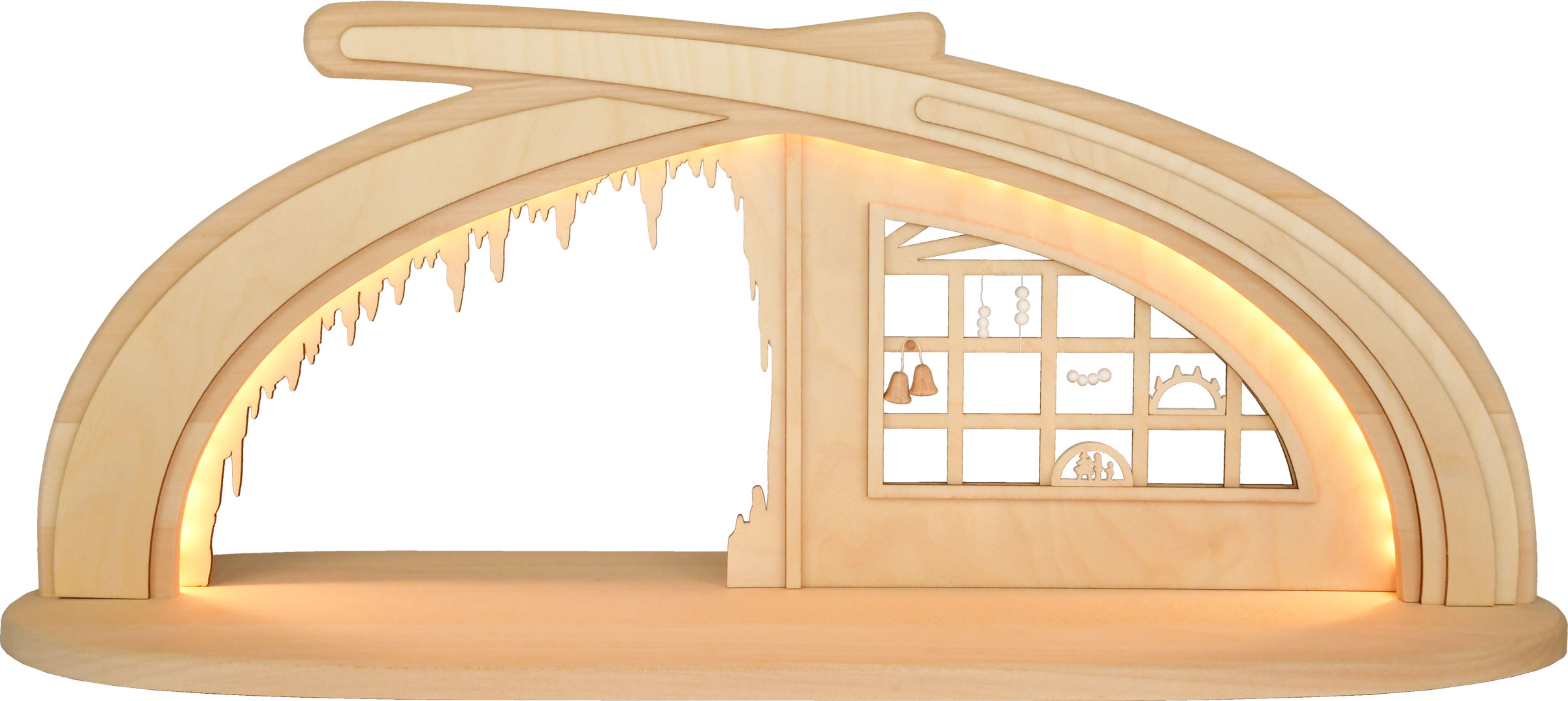 Solid wood arch, ice cave, undetermined with LED lighting