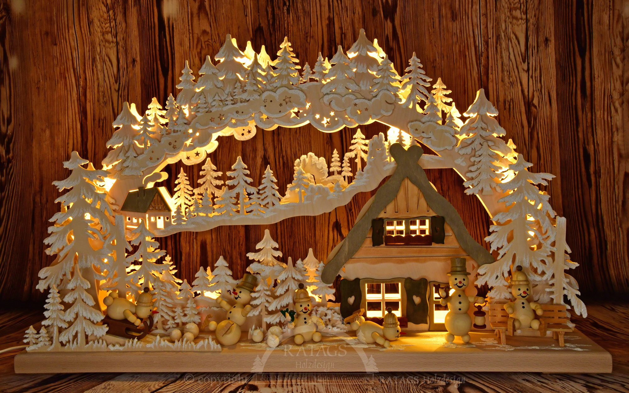 3D candle arch, large, snowman paradise, hoarfrost