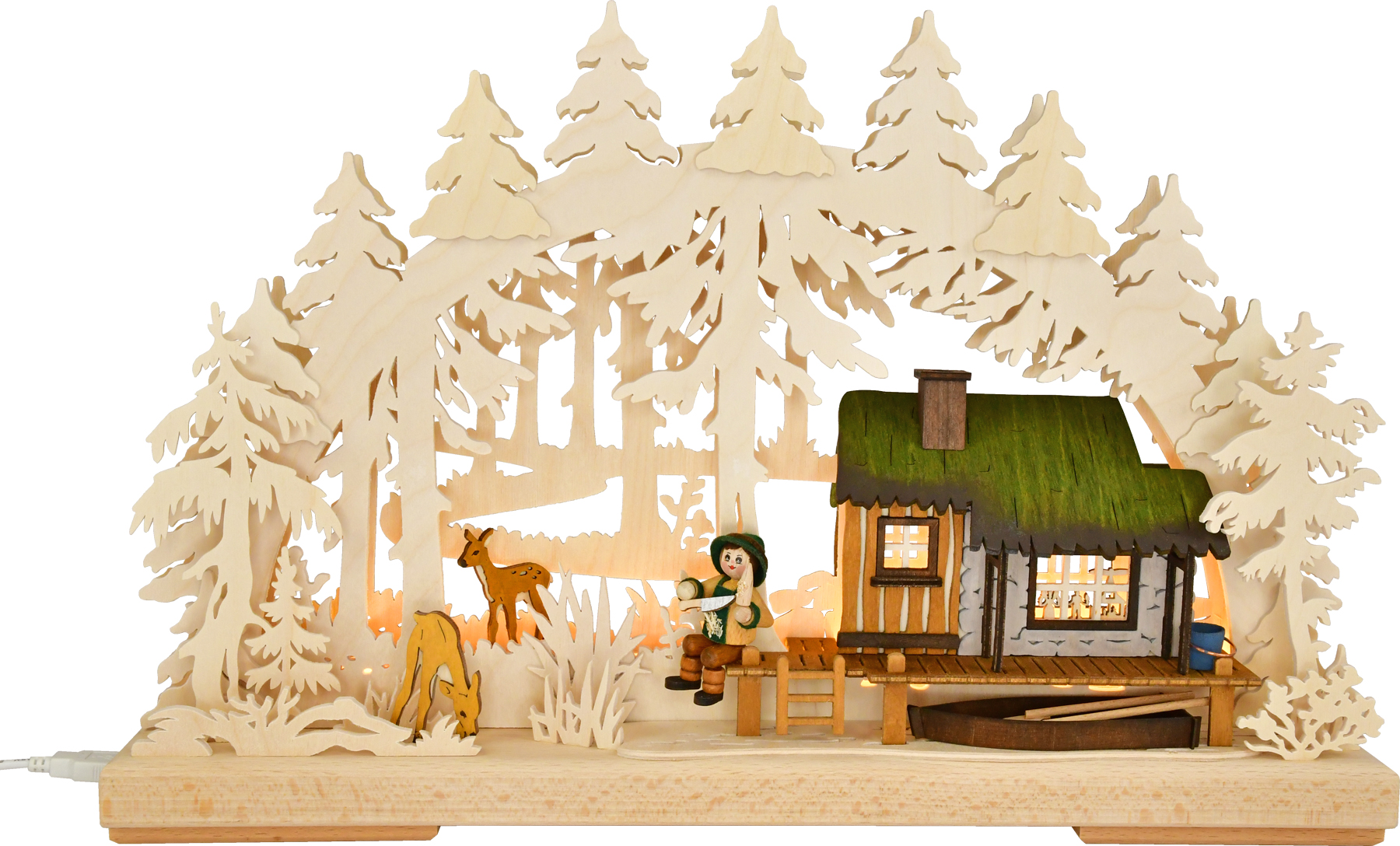 Small LED Schwibbogen, house by the lake