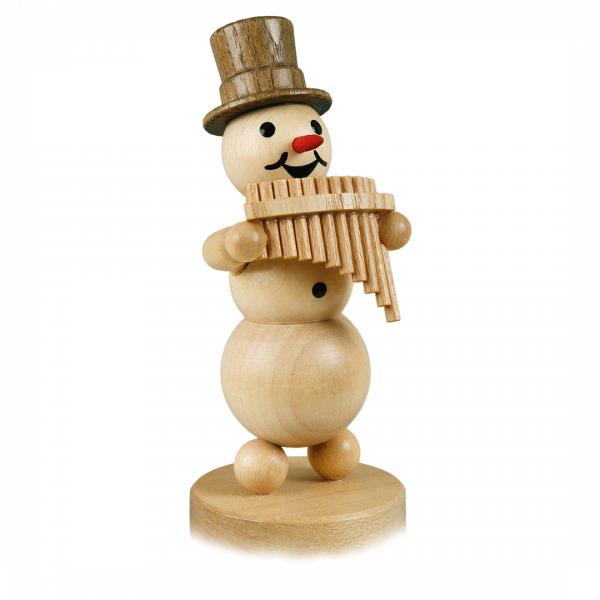 Boneco de neve músico "flauta de pan" base 12 cm