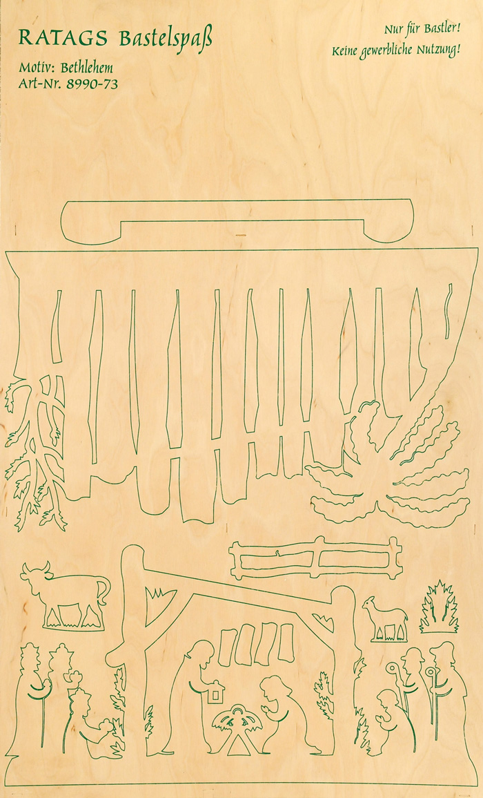 2 motif plywood panels, Bethlehem, SB small, for self-sawing