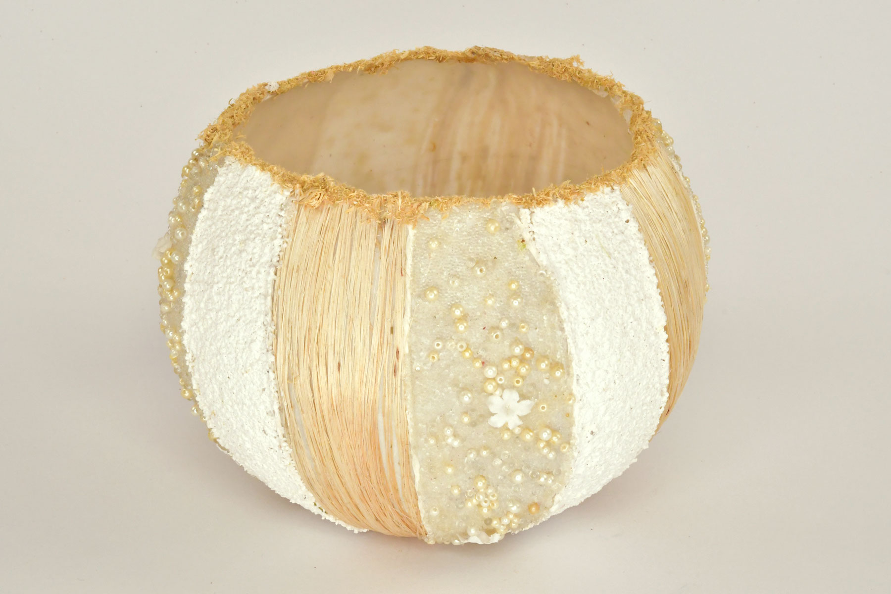 Pflanzgefäß Sisal mit Naturmaterialien Schale rund