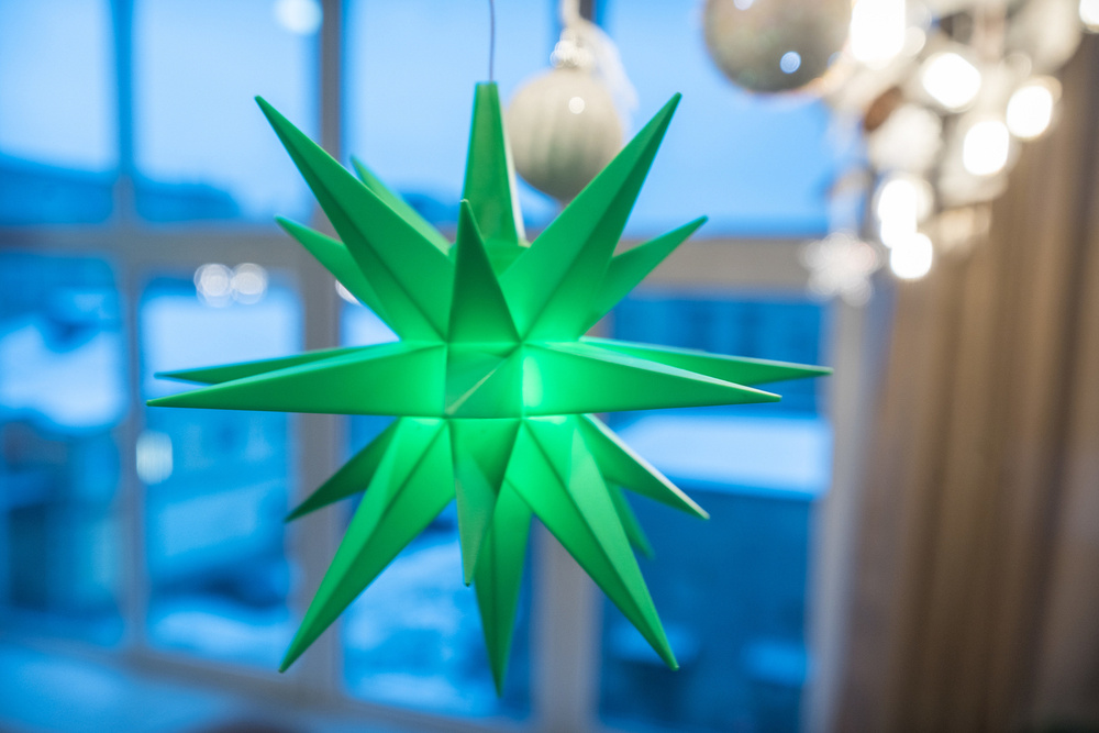 Herrnhut star, A1e, green, approx. 13 cm, made of plastic