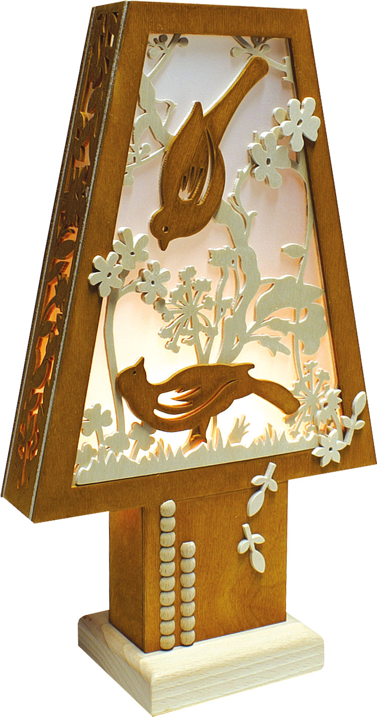 Romantic lamp, birds, nature, brown