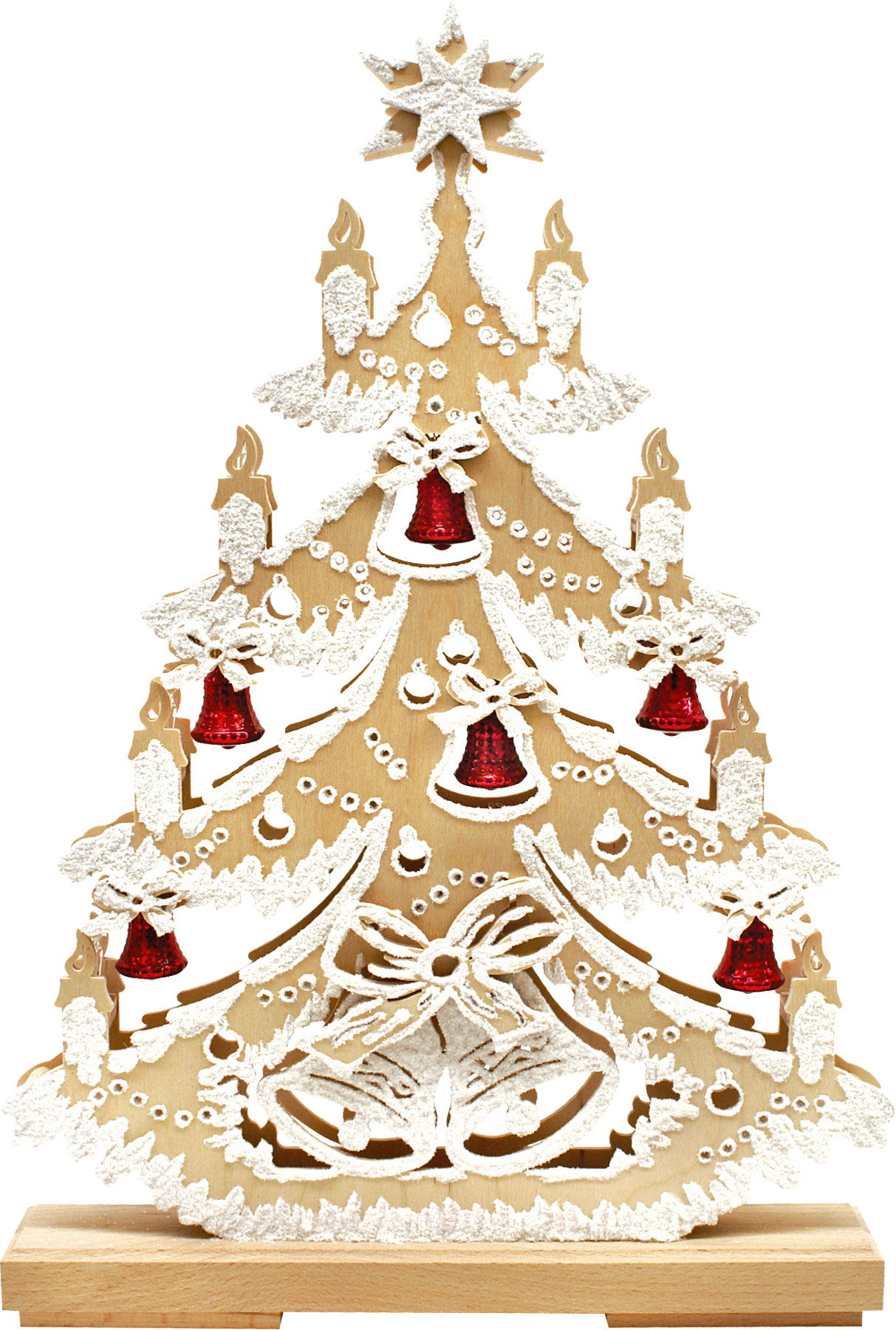 Small fir tree, 6 red bells, hoarfrost Hoarfrost