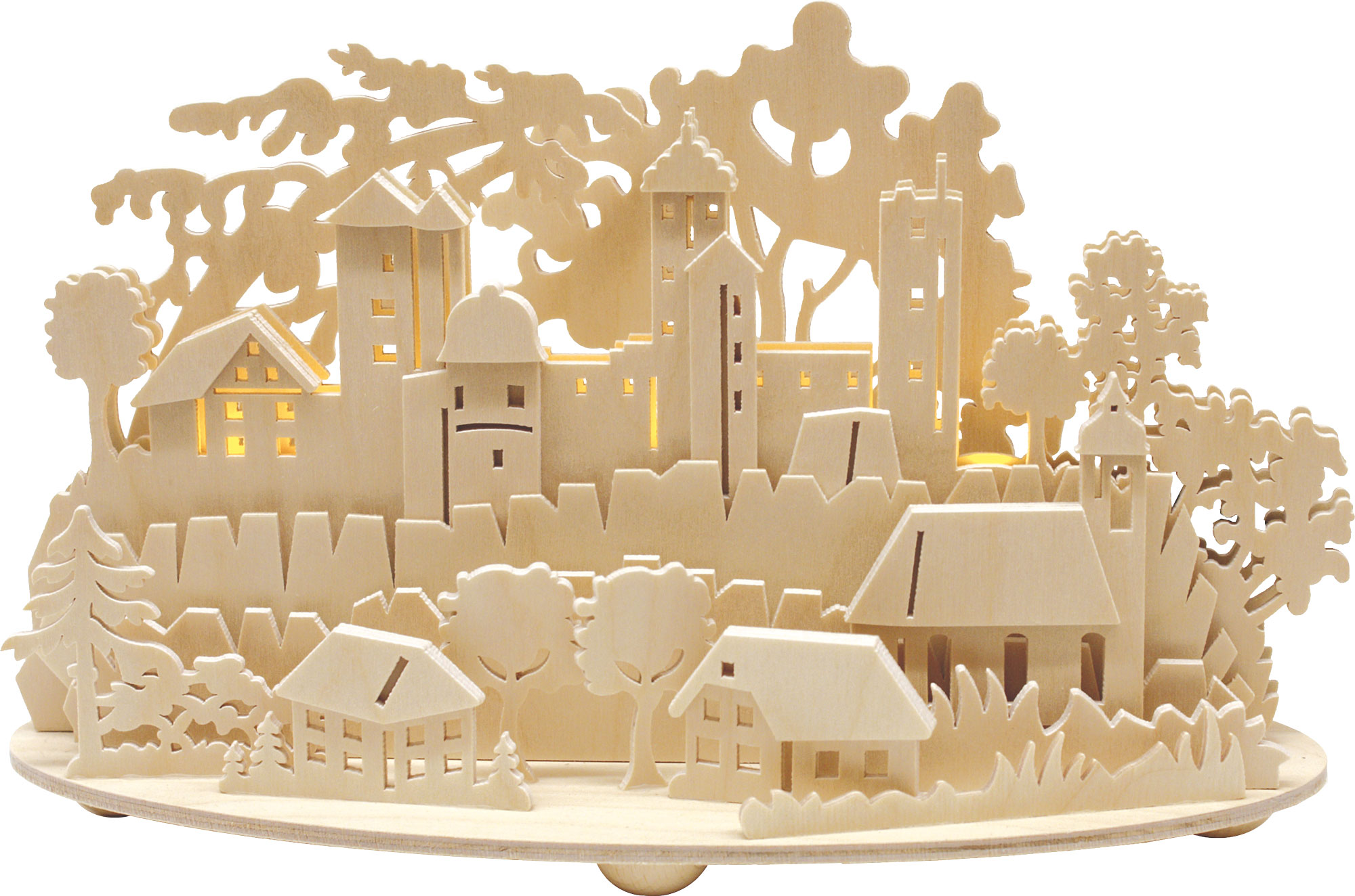 LED candle arch, Bautze city skyline