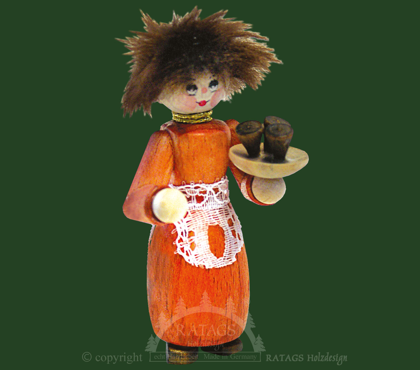 Figur, Kellnerin mit Spitzenschürze, Tablett Figur, Kellnerin mit Spitzenschürze, Tablett