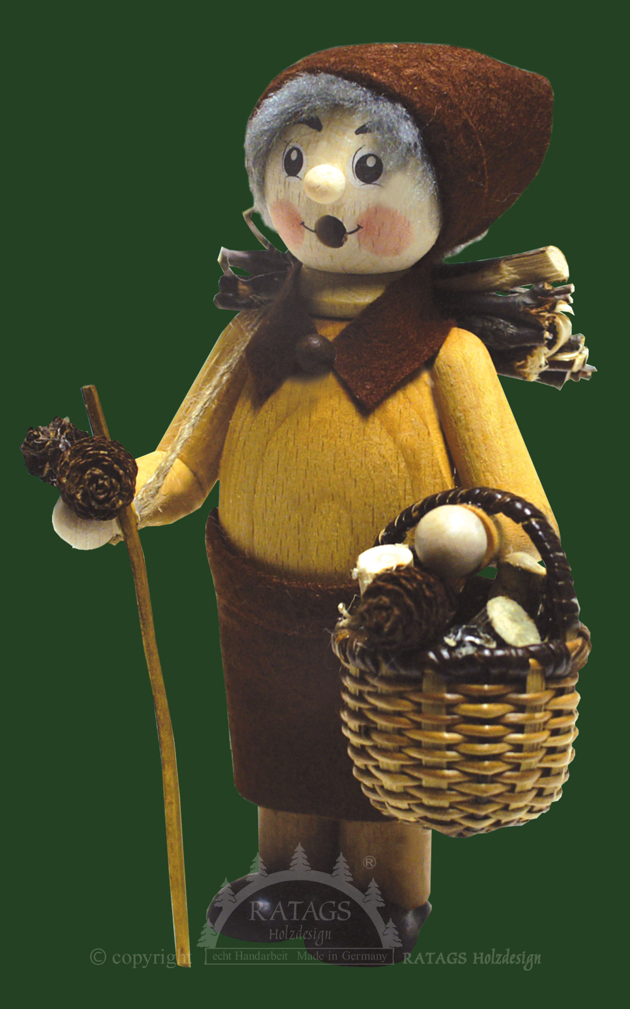 Naturpaffer, Holzsammlerin lasiert