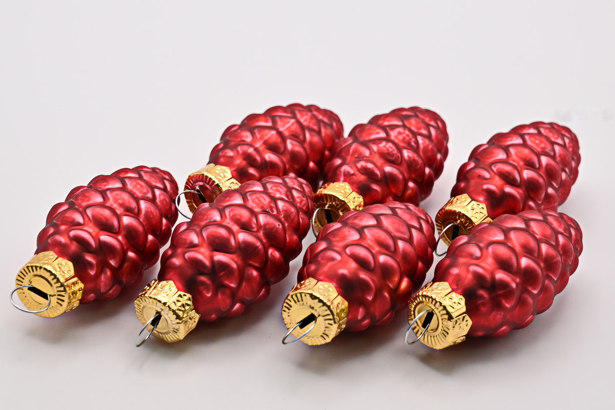 Glaszapfen, rot, 60 mm, 12 Stk.