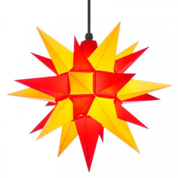 Herrnhuter Stern A4, gelb/rot Kunststoff, Außenbereich, 40 cm
