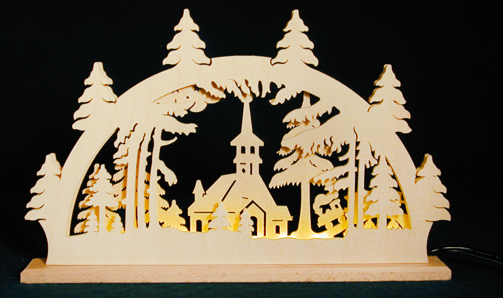 Schwibbogen mit LED zum Basteln Kirche im Wald