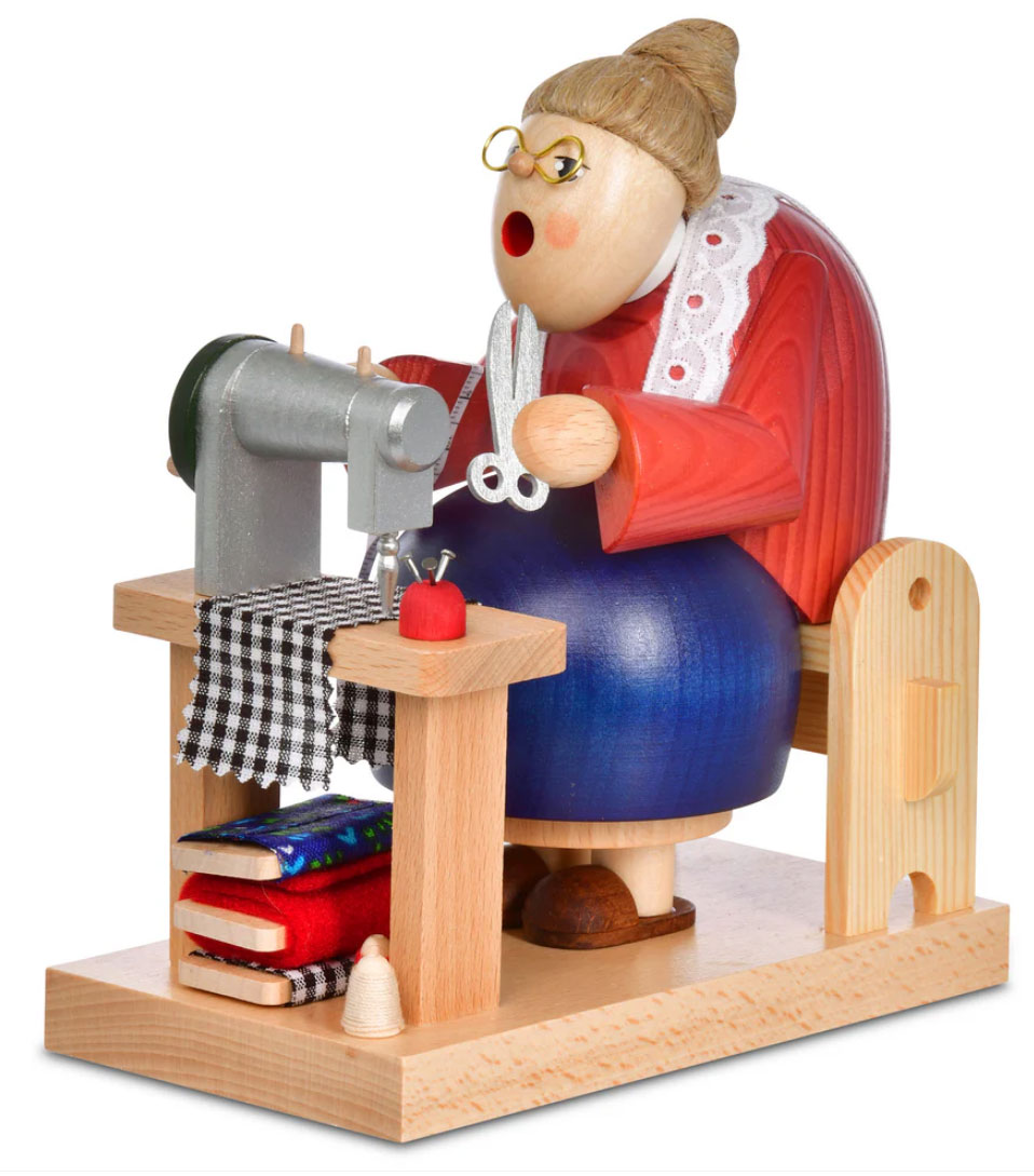 Seated seamstress, H 18 cm Incense burner