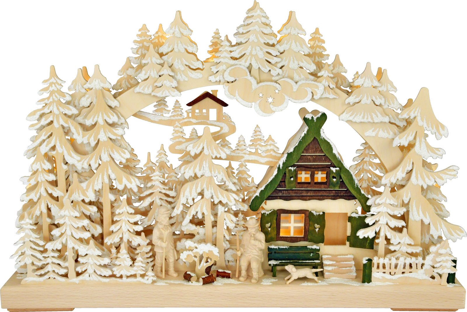 3D candle arch, small, hunter with dog, hoarfrost