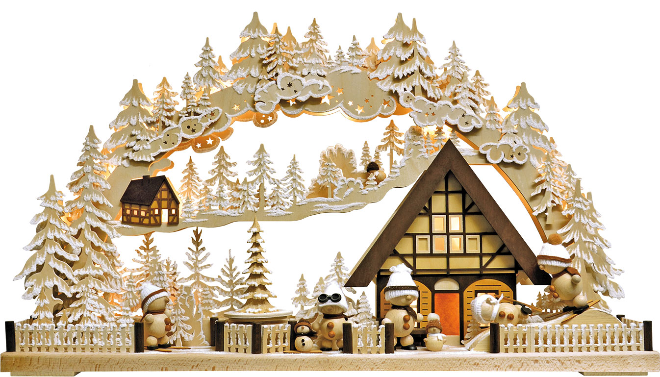 3D-Schwibbogen gr., Snowmollyland, mit Pyramide, Raureif