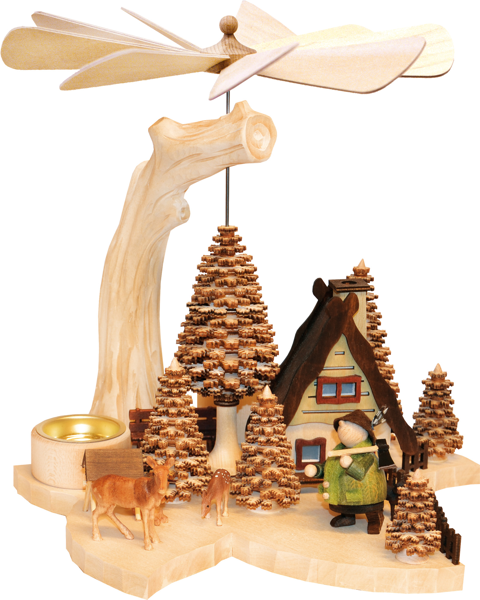 Solid wood pyramid with forester's cottage