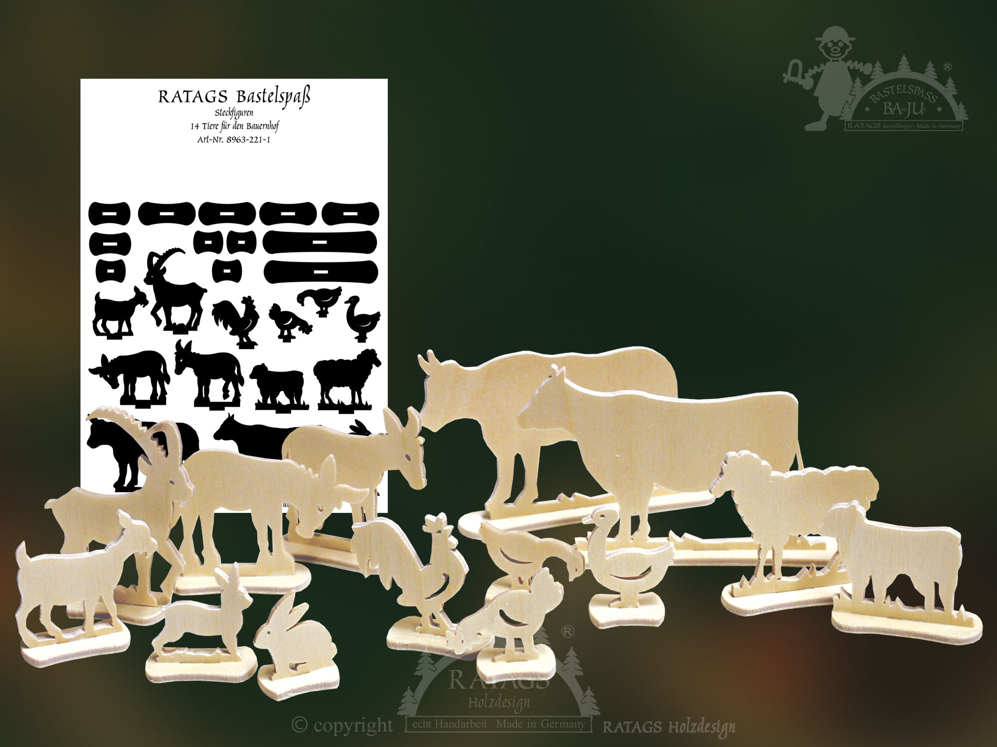 Steckfiguren zum Basteln, Tiere für den Bauernhof Steckfiguren zum Basteln, Tiere für den Bauernhof