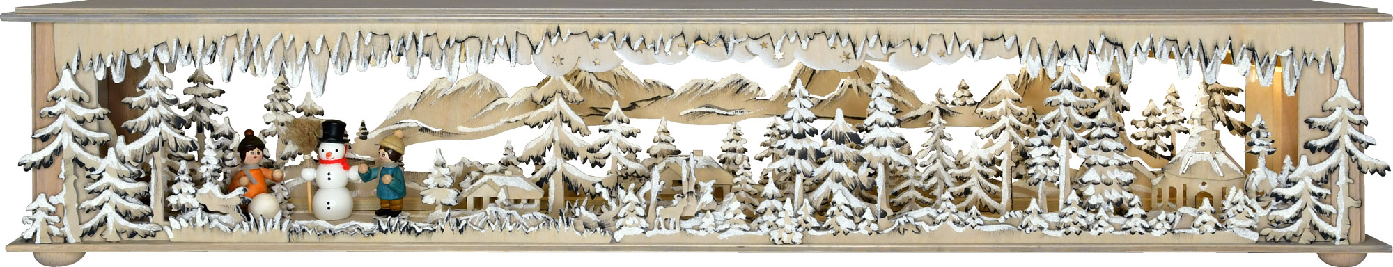 Room light, large, forest, winter children, SP, snowman, hand-painted, grey, hoarfrost