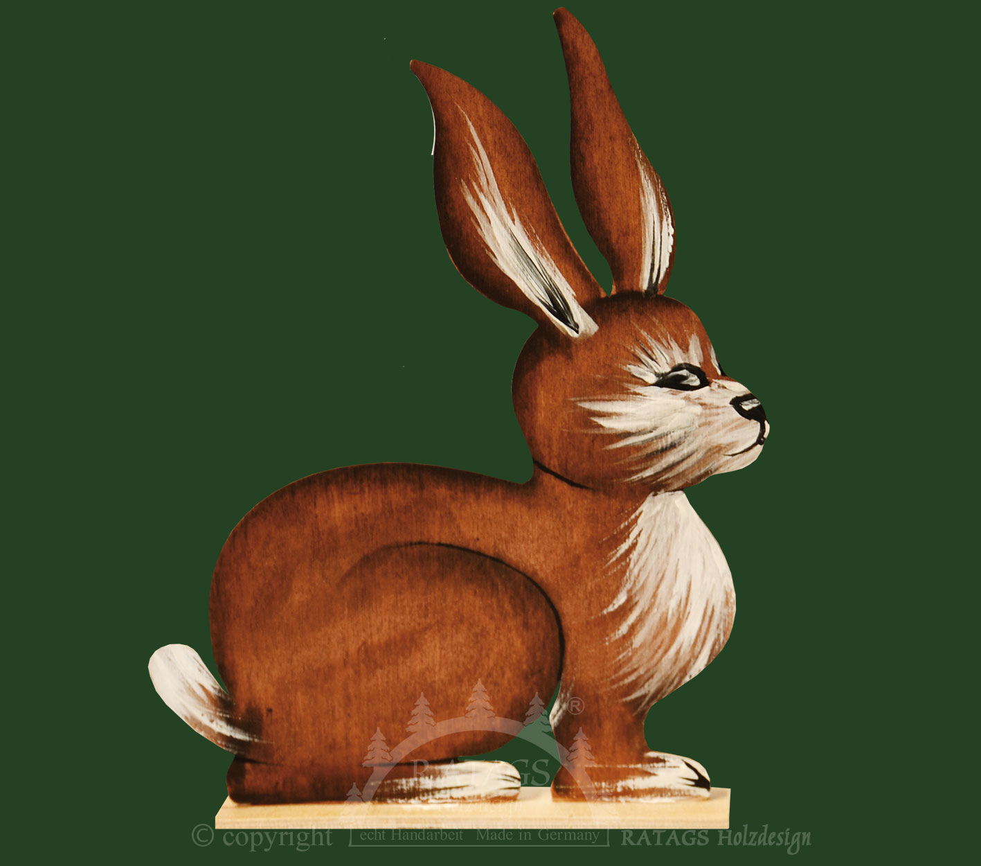 Häschen zum Basteln und Bemalen aus Sperrholz, mit Grundplatte, 16 x 11 cm (