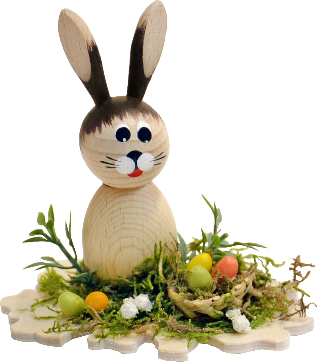 Bunny, natural, in the grass with basket, colourful