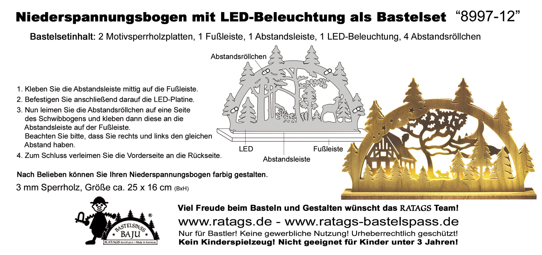 Ljusstake med LED för pyssel Hus vid skogen