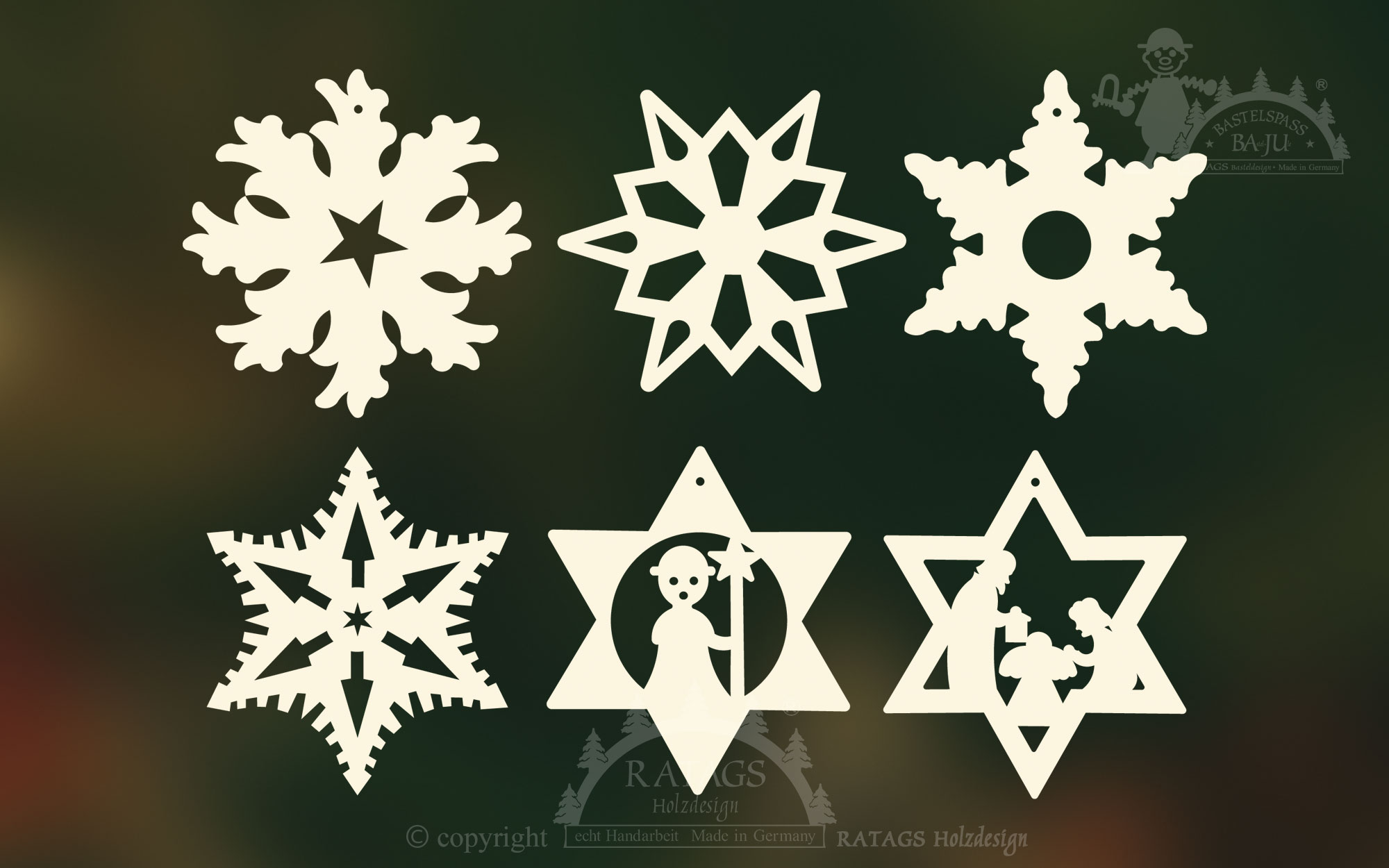 ツリーオーナメント、6個セット、星