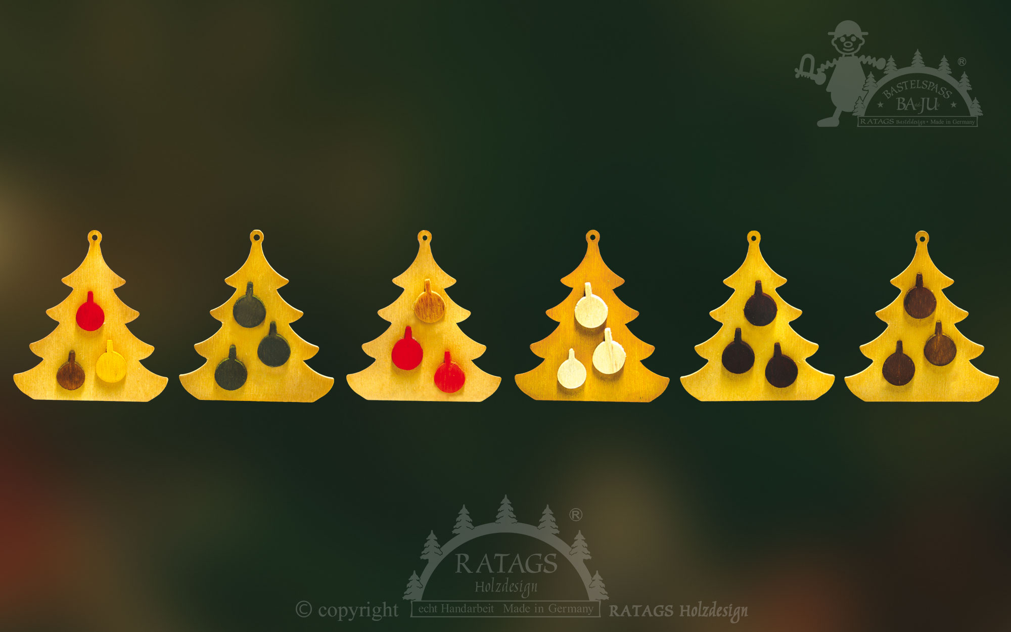 Tree decorations for crafting, set of 6, fir trees, for designing