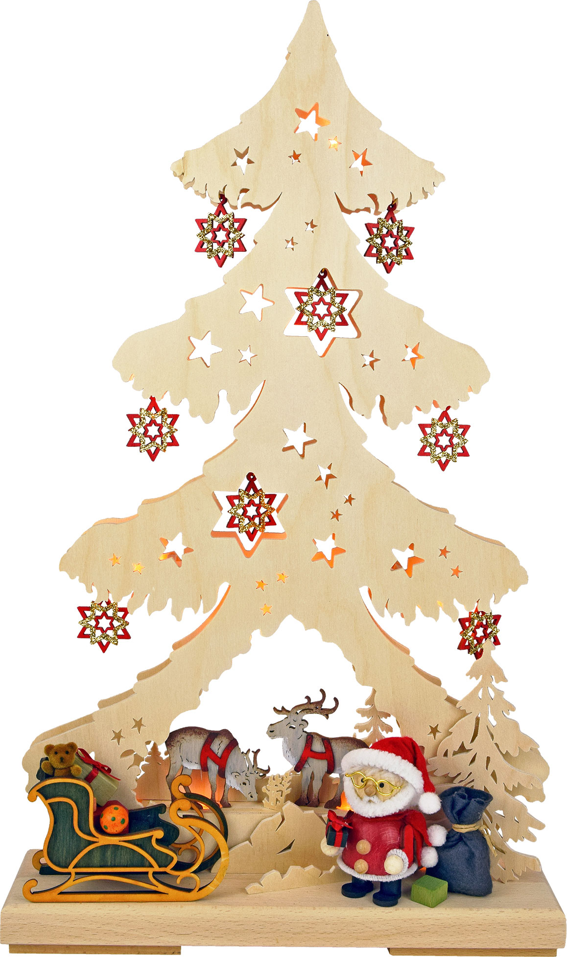 Sapin de taille moyenne, Père Noël avec rennes