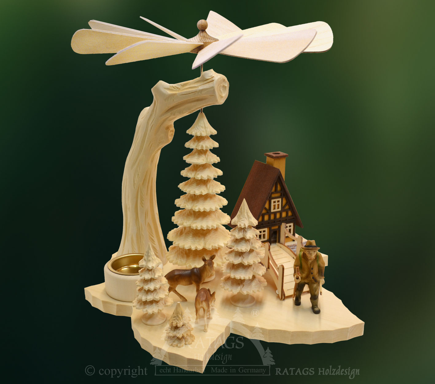 Massivholz-Blattpyramide groß, Waldmann