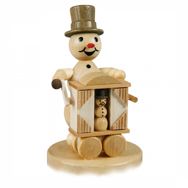 Snowman musician "barrel organ" base 12 cm