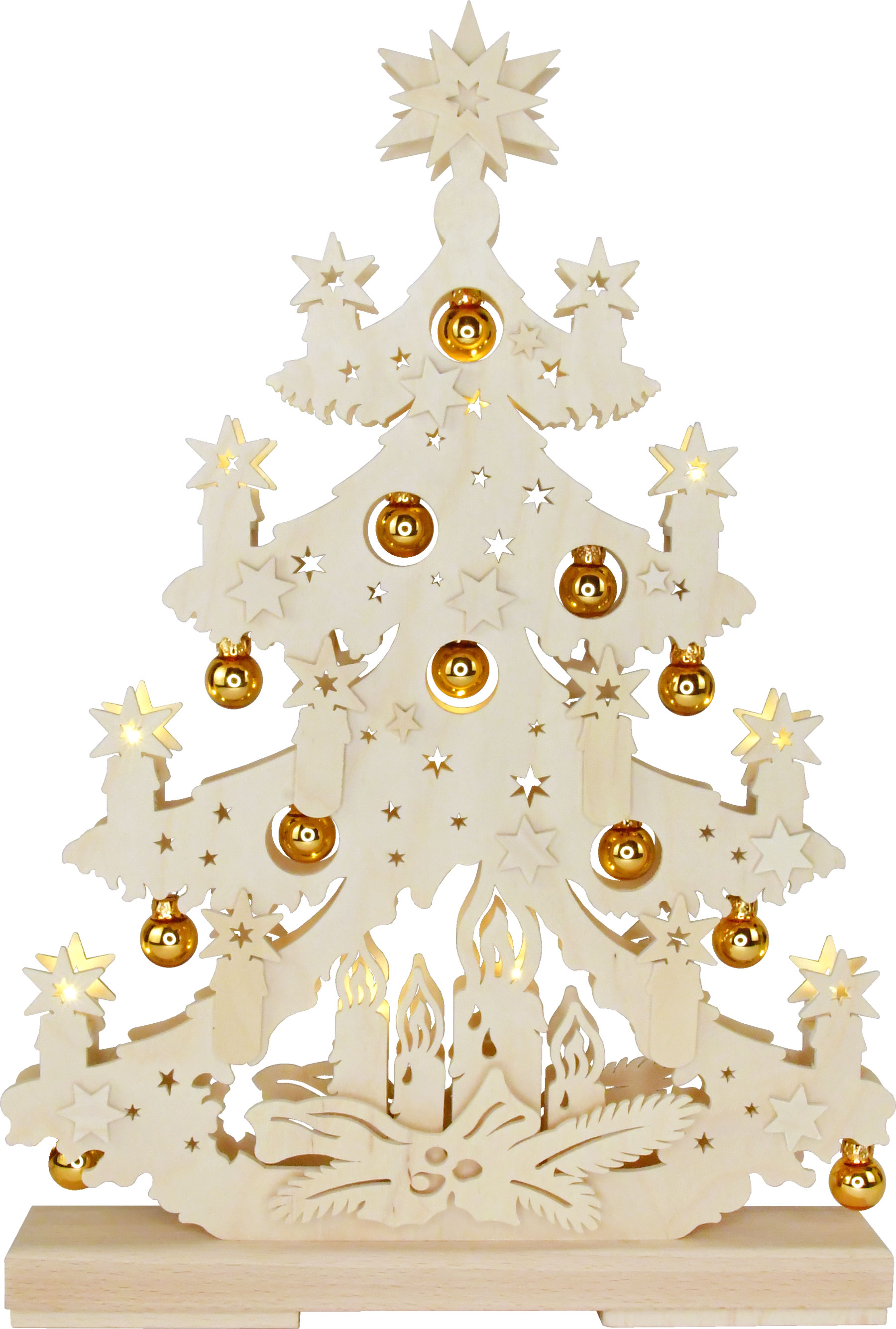 Small fir tree, golden baubles