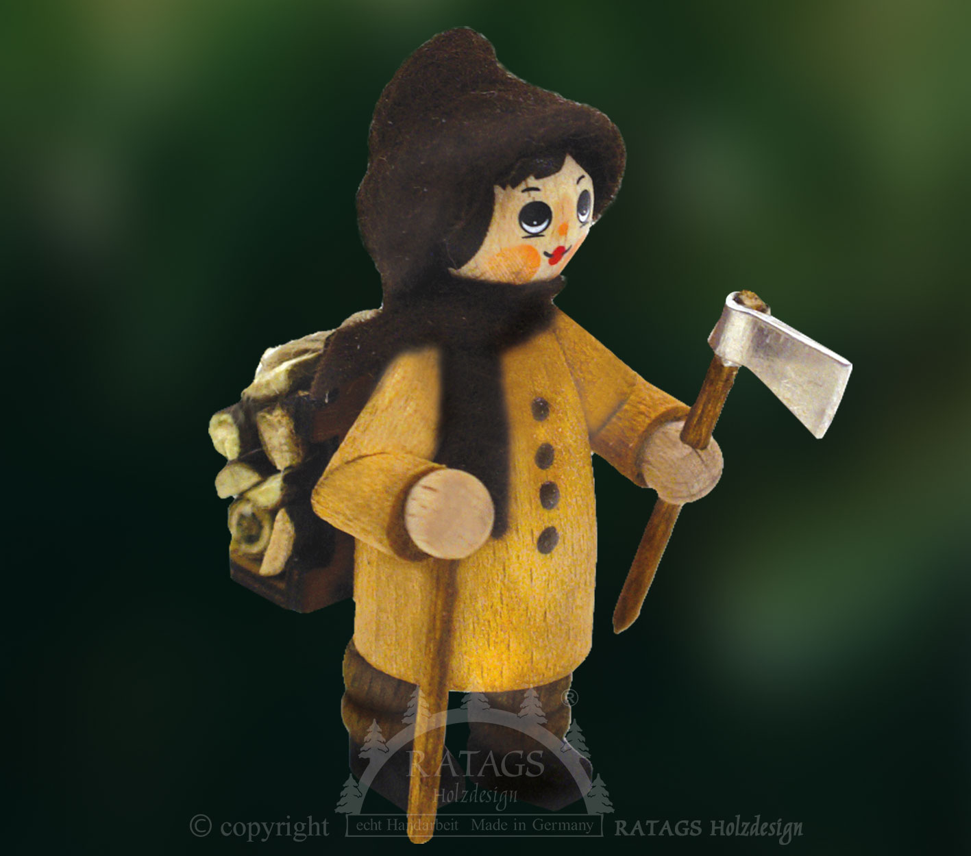 Figur, skogshuggare, vedkorg, yxa, natur