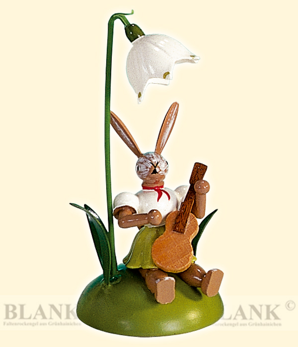 Easter bunny sitting, guitar