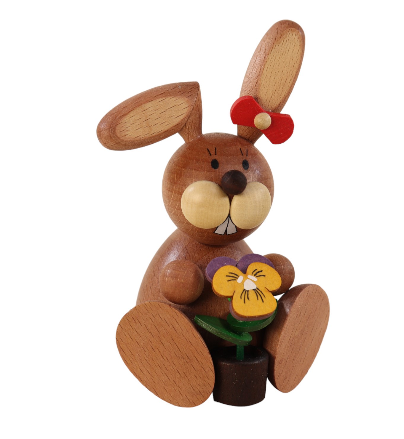 Osterhäsin sitzend mit Stiefmütterchen 11cm